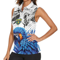 Custom Brasil Concept Guacamayo 2026 Floral Women Sleeveless Polo Shirt Blue Edition