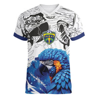 Custom Brasil Concept Guacamayo 2026 Floral Women V-Neck T-Shirt Blue Edition