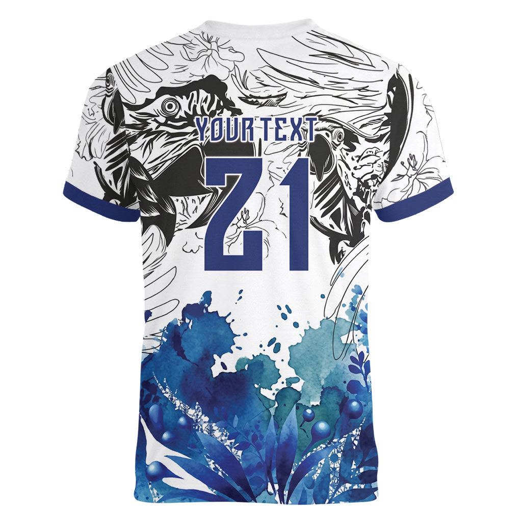 Custom Brasil Concept Guacamayo 2026 Floral Women V-Neck T-Shirt Blue Edition