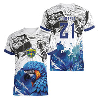 Custom Brasil Concept Guacamayo 2026 Floral Women V-Neck T-Shirt Blue Edition
