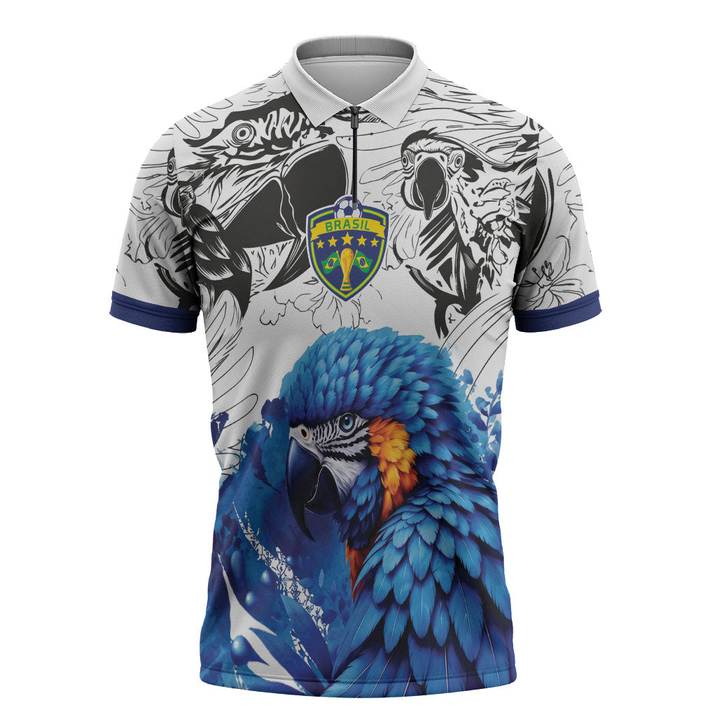 Custom Brasil Concept Guacamayo 2026 Floral Zipper Polo Shirt Blue Edition