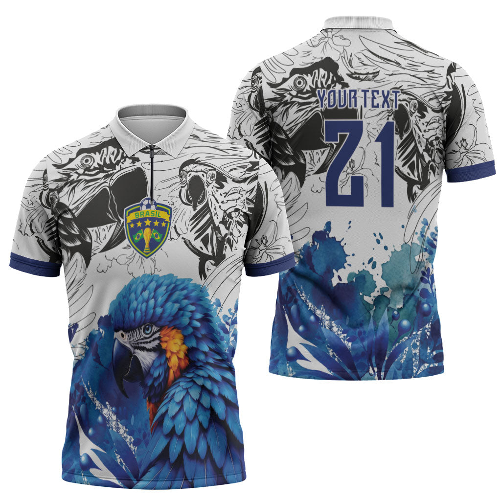 Custom Brasil Concept Guacamayo 2026 Floral Zipper Polo Shirt Blue Edition