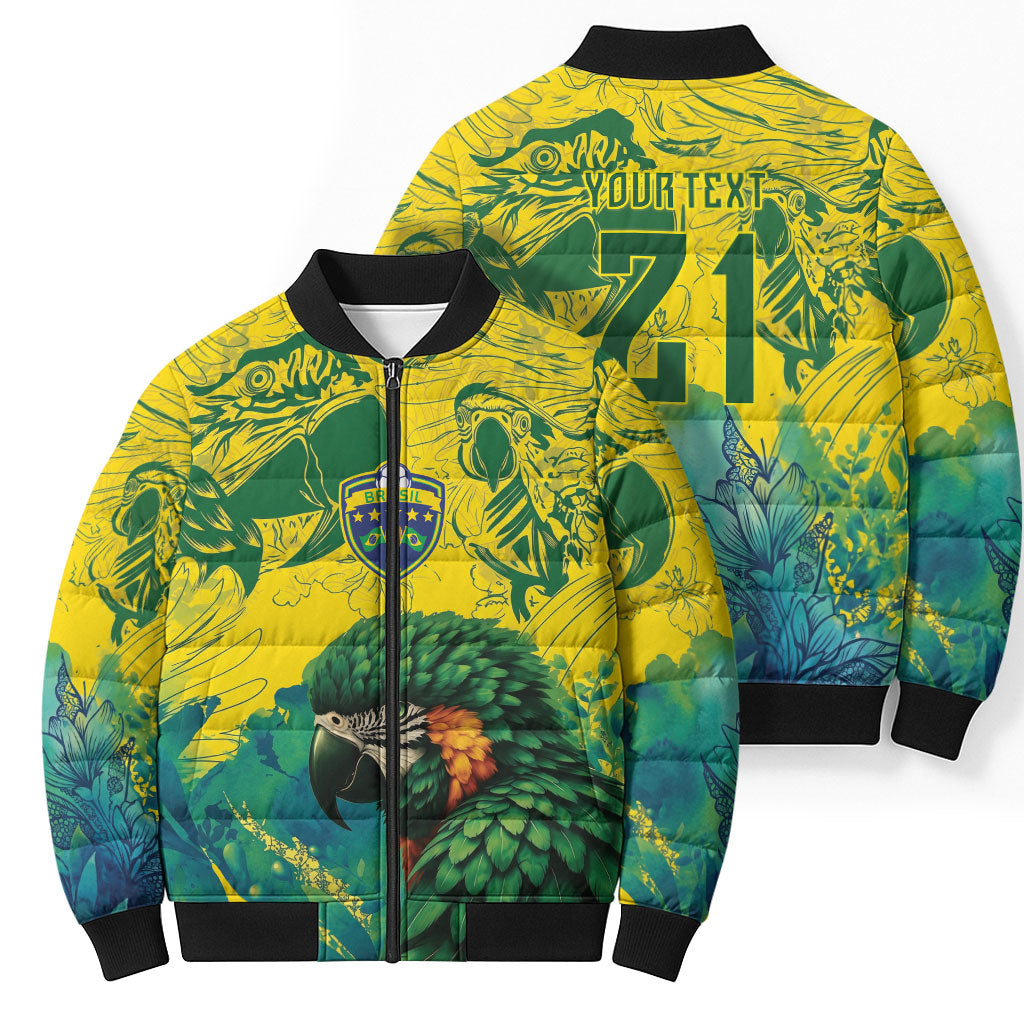 Custom Brasil Concept Guacamayo 2026 Floral Bomber Puffer Jacket Green Edition