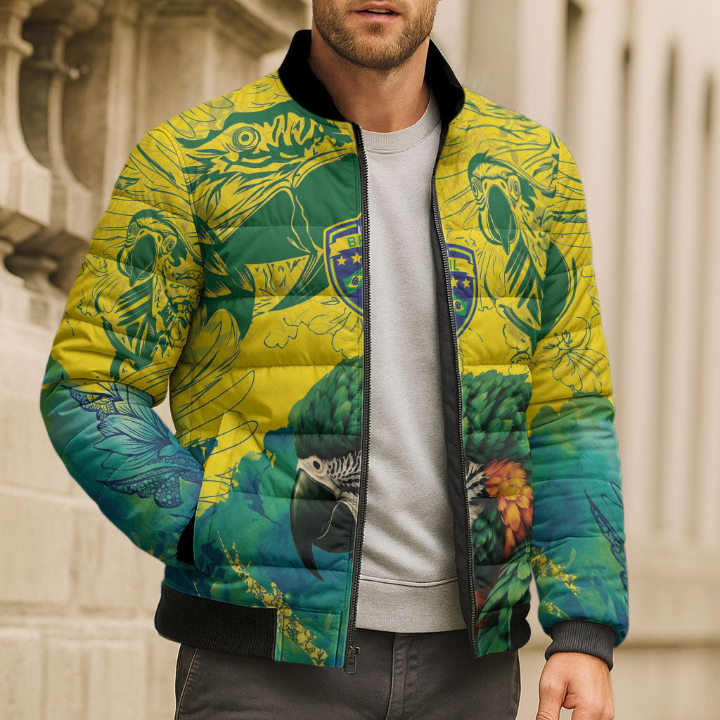 Custom Brasil Concept Guacamayo 2026 Floral Bomber Puffer Jacket Green Edition