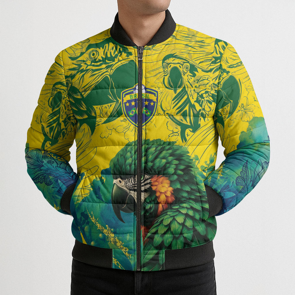 Custom Brasil Concept Guacamayo 2026 Floral Bomber Puffer Jacket Green Edition