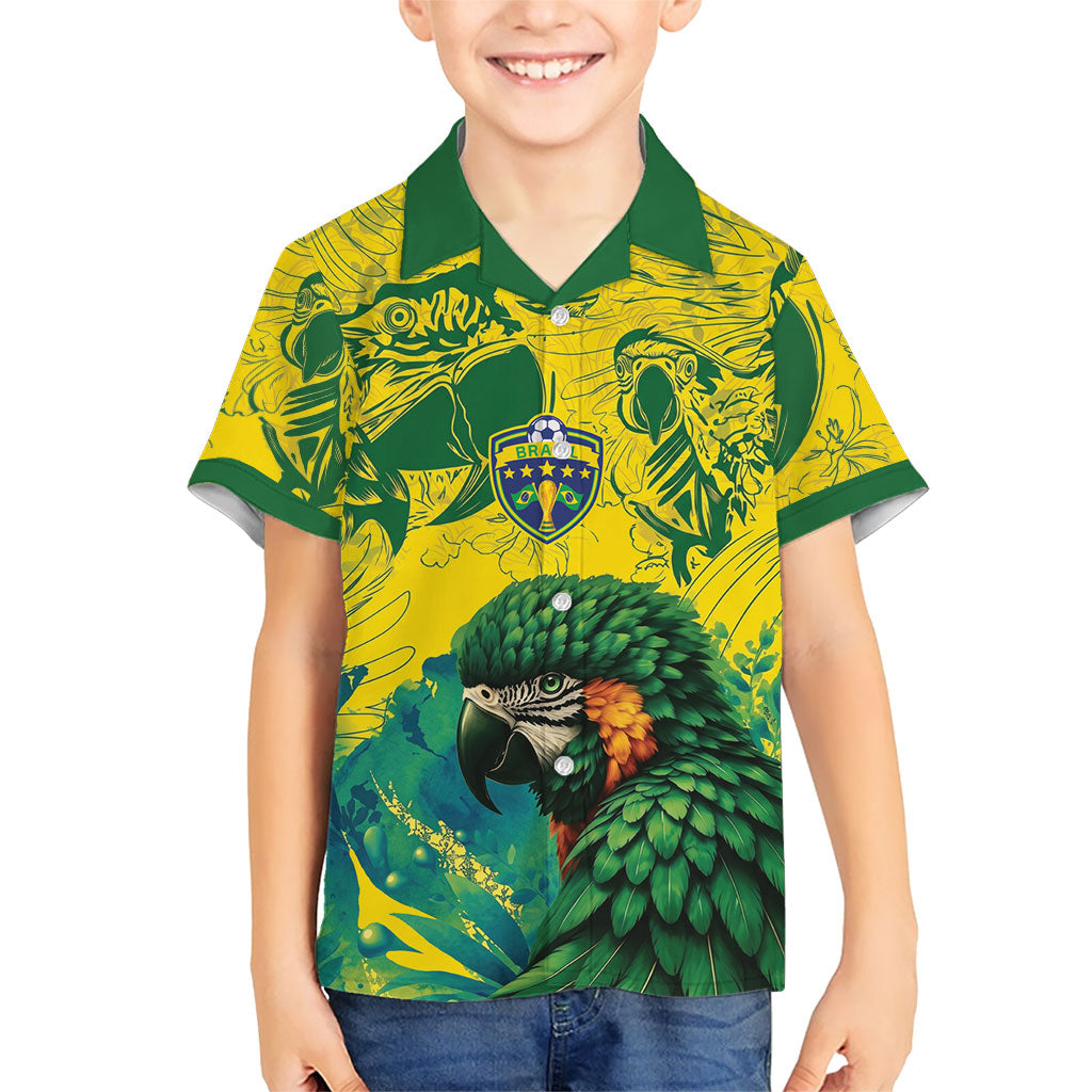 Custom Brasil Concept Guacamayo 2026 Floral Kid Hawaiian Shirt Green Edition