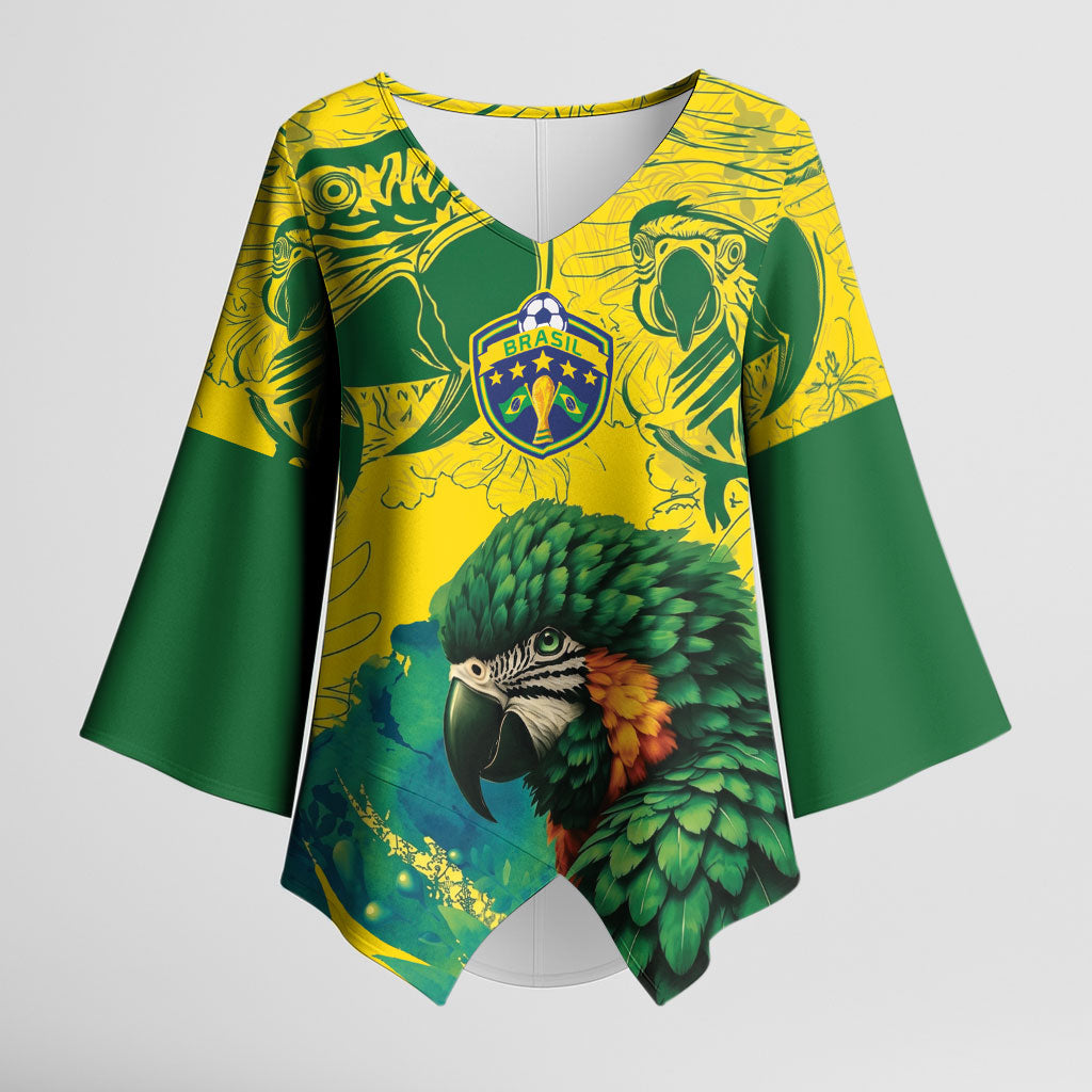 Custom Brasil Concept Guacamayo 2026 Floral Kimono Sleeve Blouse Green Edition
