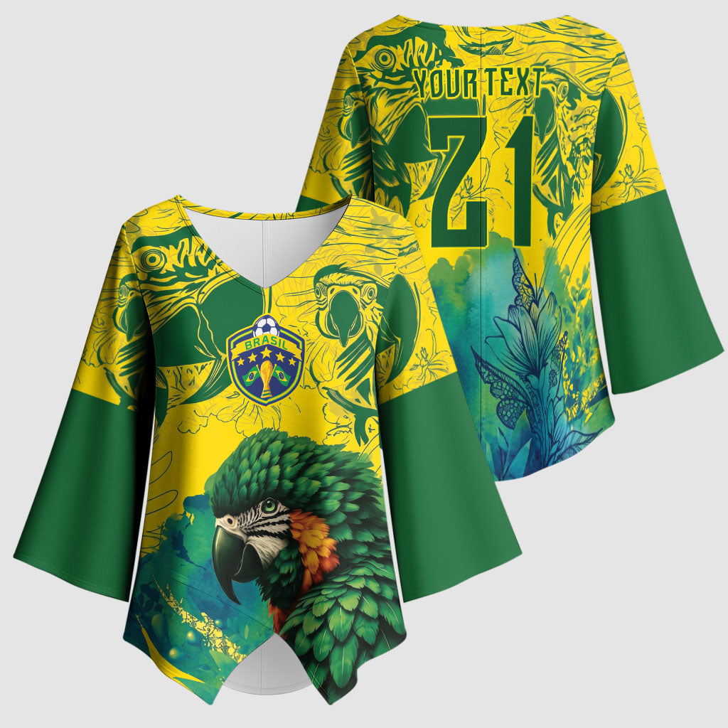 Custom Brasil Concept Guacamayo 2026 Floral Kimono Sleeve Blouse Green Edition