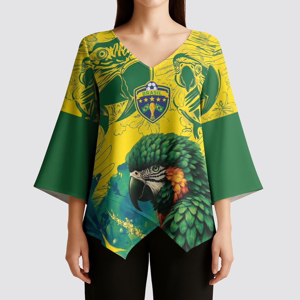 Custom Brasil Concept Guacamayo 2026 Floral Kimono Sleeve Blouse Green Edition