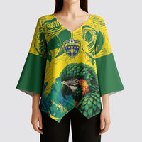 Custom Brasil Concept Guacamayo 2026 Floral Kimono Sleeve Blouse Green Edition