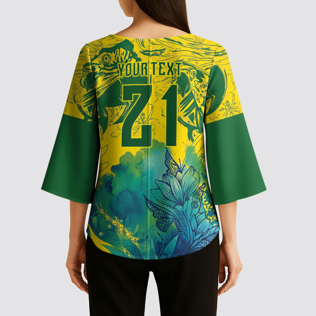 Custom Brasil Concept Guacamayo 2026 Floral Kimono Sleeve Blouse Green Edition