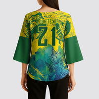 Custom Brasil Concept Guacamayo 2026 Floral Kimono Sleeve Blouse Green Edition