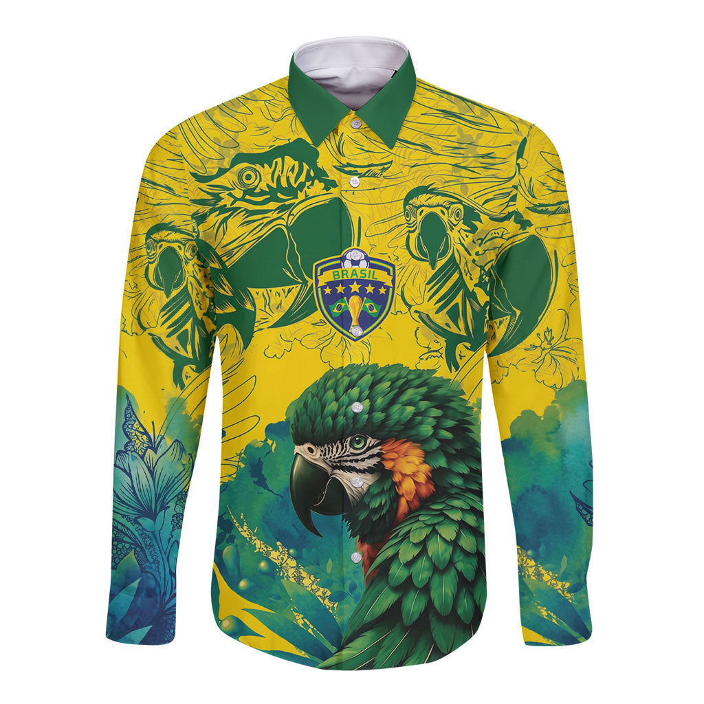 Custom Brasil Concept Guacamayo 2026 Floral Long Sleeve Button Shirt Green Edition