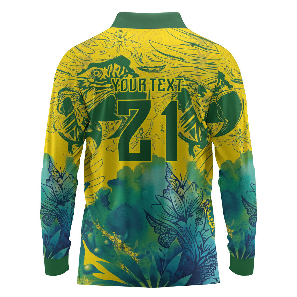 Custom Brasil Concept Guacamayo 2026 Floral Long Sleeve Polo Shirt Green Edition