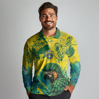 Custom Brasil Concept Guacamayo 2026 Floral Long Sleeve Polo Shirt Green Edition