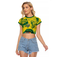Custom Brasil Concept Guacamayo 2026 Floral Raglan Cropped T Shirt Green Edition