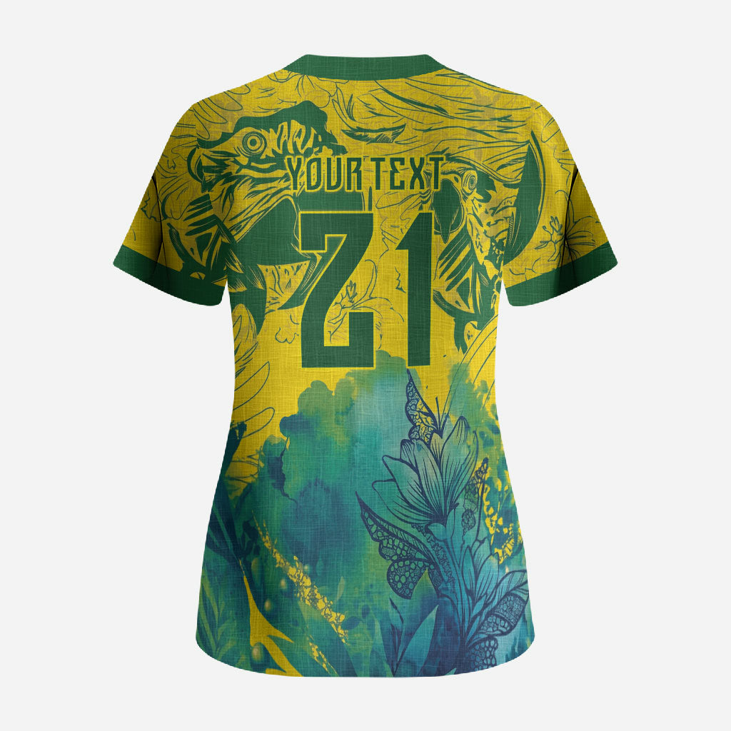 Custom Brasil Concept Guacamayo 2026 Floral Scrub Top Green Edition