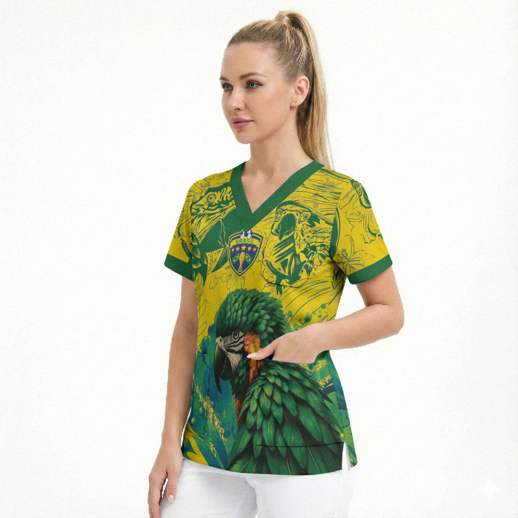 Custom Brasil Concept Guacamayo 2026 Floral Scrub Top Green Edition