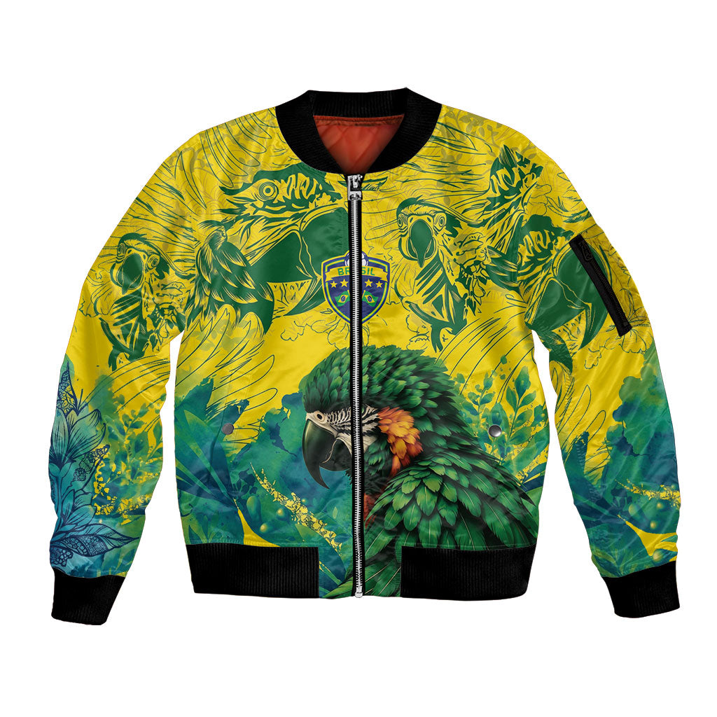 Custom Brasil Concept Guacamayo 2026 Floral Sleeve Zip Bomber Jacket Green Edition