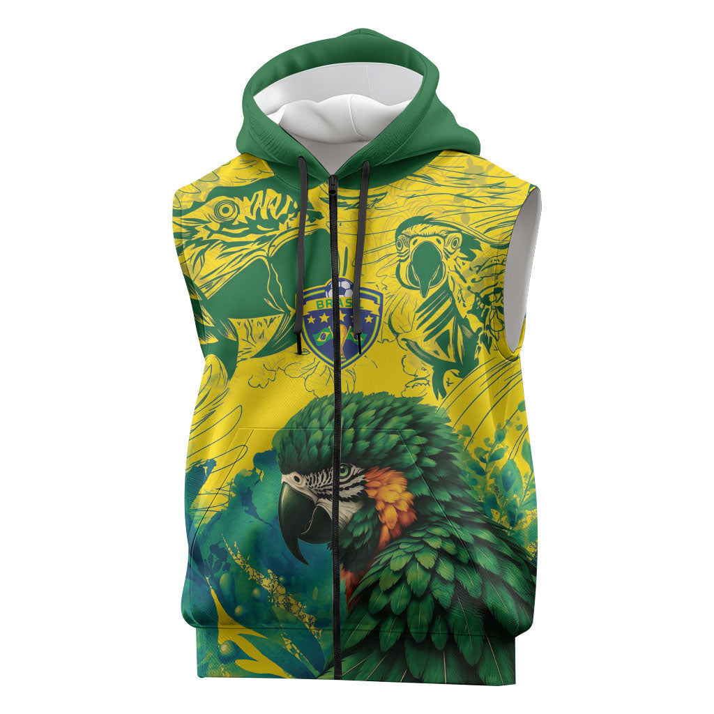 Custom Brasil Concept Guacamayo 2026 Floral Sleeveless Zip Hoodie Green Edition