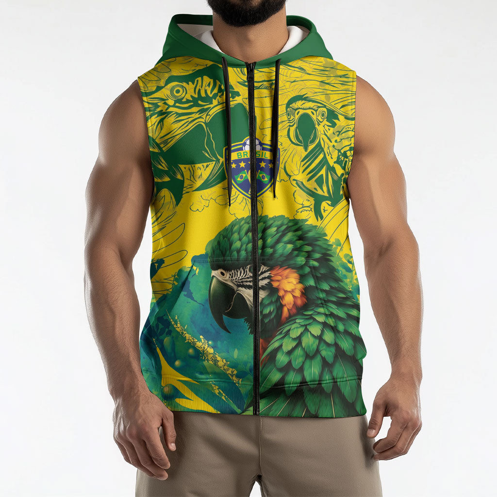 Custom Brasil Concept Guacamayo 2026 Floral Sleeveless Zip Hoodie Green Edition