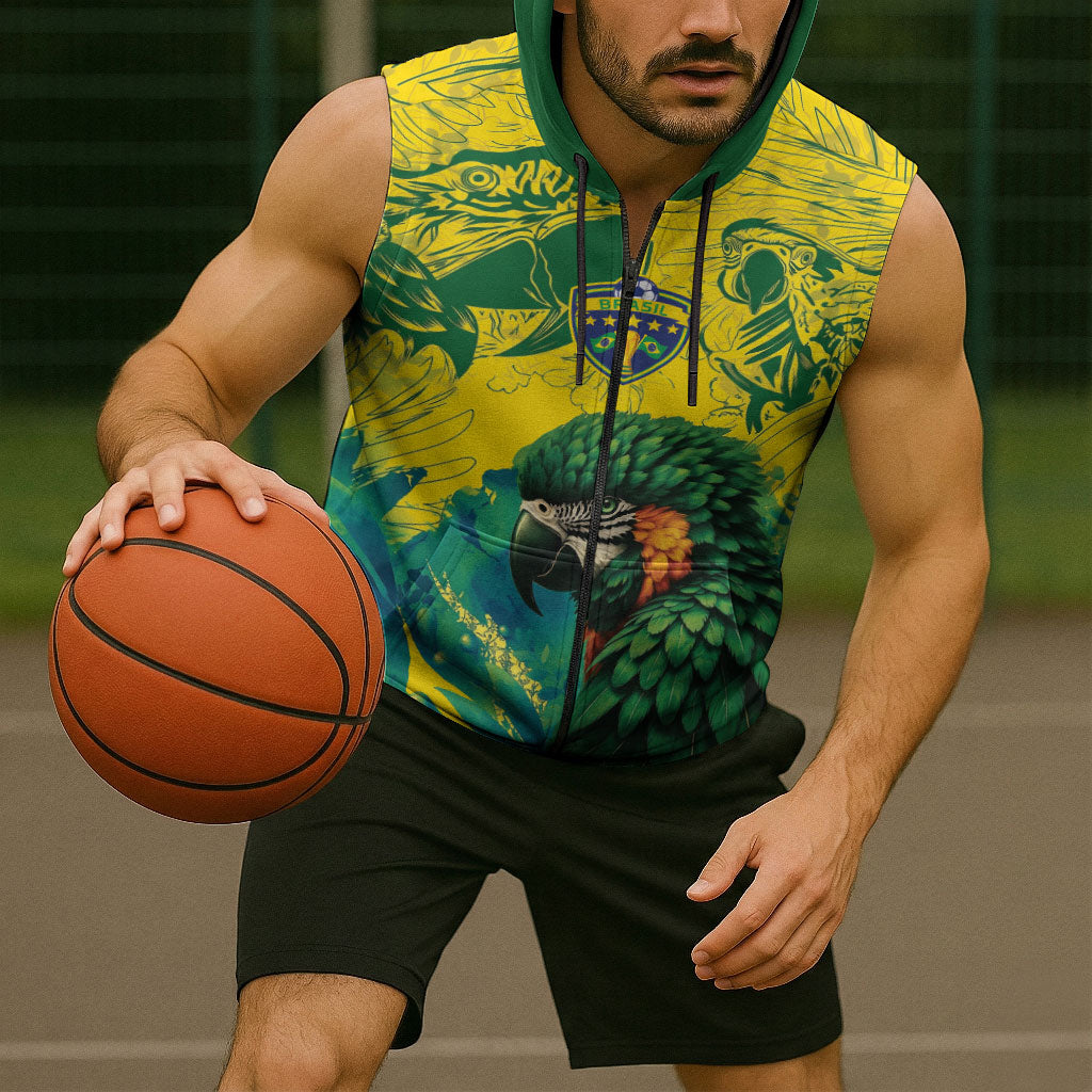 Custom Brasil Concept Guacamayo 2026 Floral Sleeveless Zip Hoodie Green Edition
