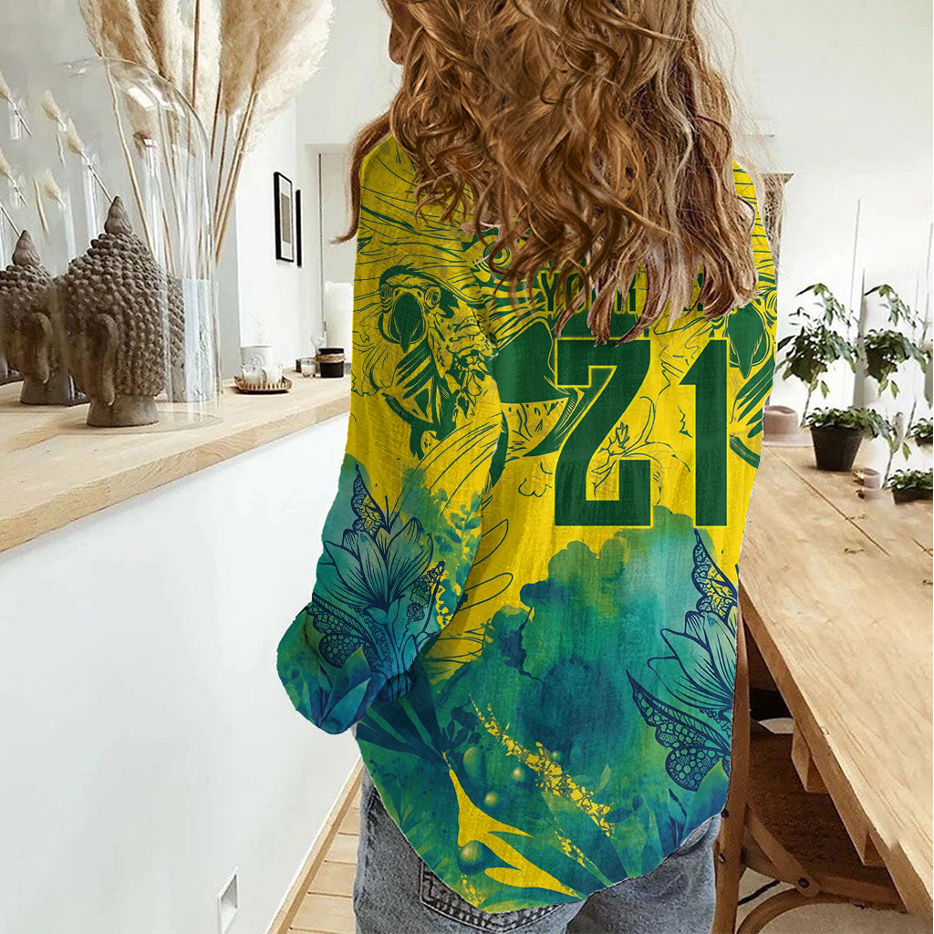 Custom Brasil Concept Guacamayo 2026 Floral Women Casual Shirt Green Edition