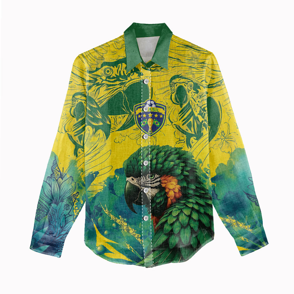 Custom Brasil Concept Guacamayo 2026 Floral Women Casual Shirt Green Edition