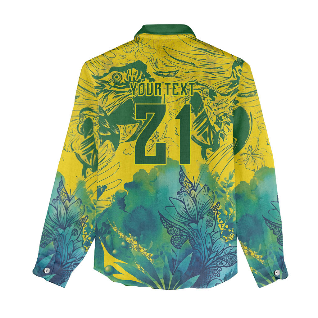 Custom Brasil Concept Guacamayo 2026 Floral Women Casual Shirt Green Edition