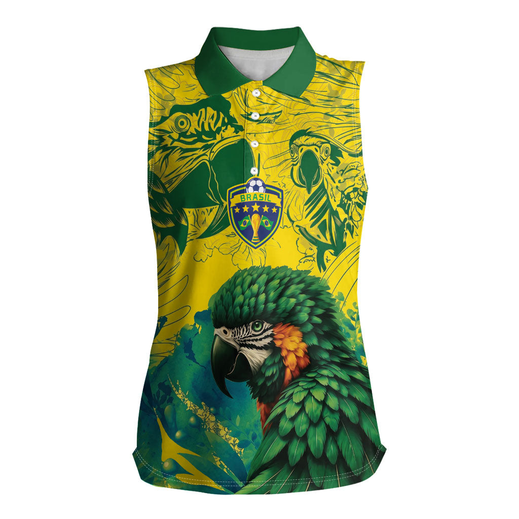 Custom Brasil Concept Guacamayo 2026 Floral Women Sleeveless Polo Shirt Green Edition