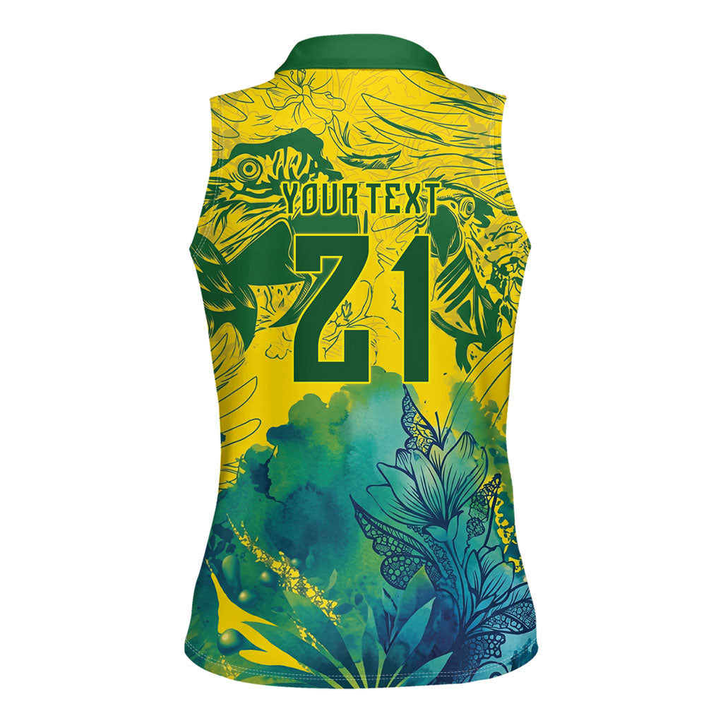 Custom Brasil Concept Guacamayo 2026 Floral Women Sleeveless Polo Shirt Green Edition