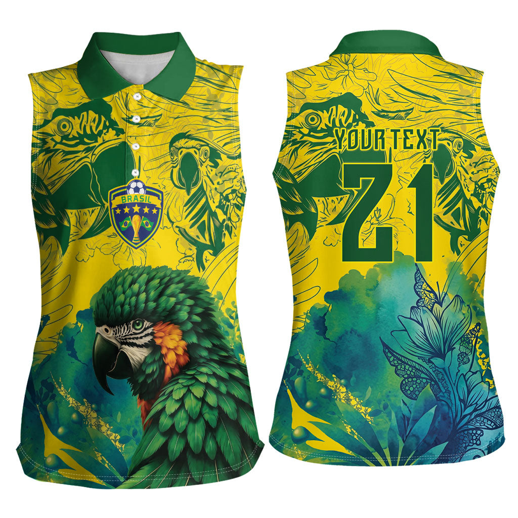 Custom Brasil Concept Guacamayo 2026 Floral Women Sleeveless Polo Shirt Green Edition