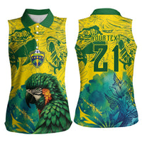 Custom Brasil Concept Guacamayo 2026 Floral Women Sleeveless Polo Shirt Green Edition