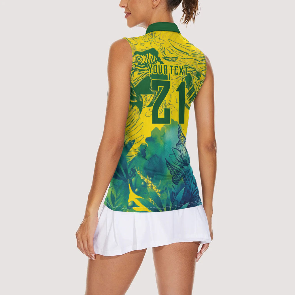Custom Brasil Concept Guacamayo 2026 Floral Women Sleeveless Polo Shirt Green Edition