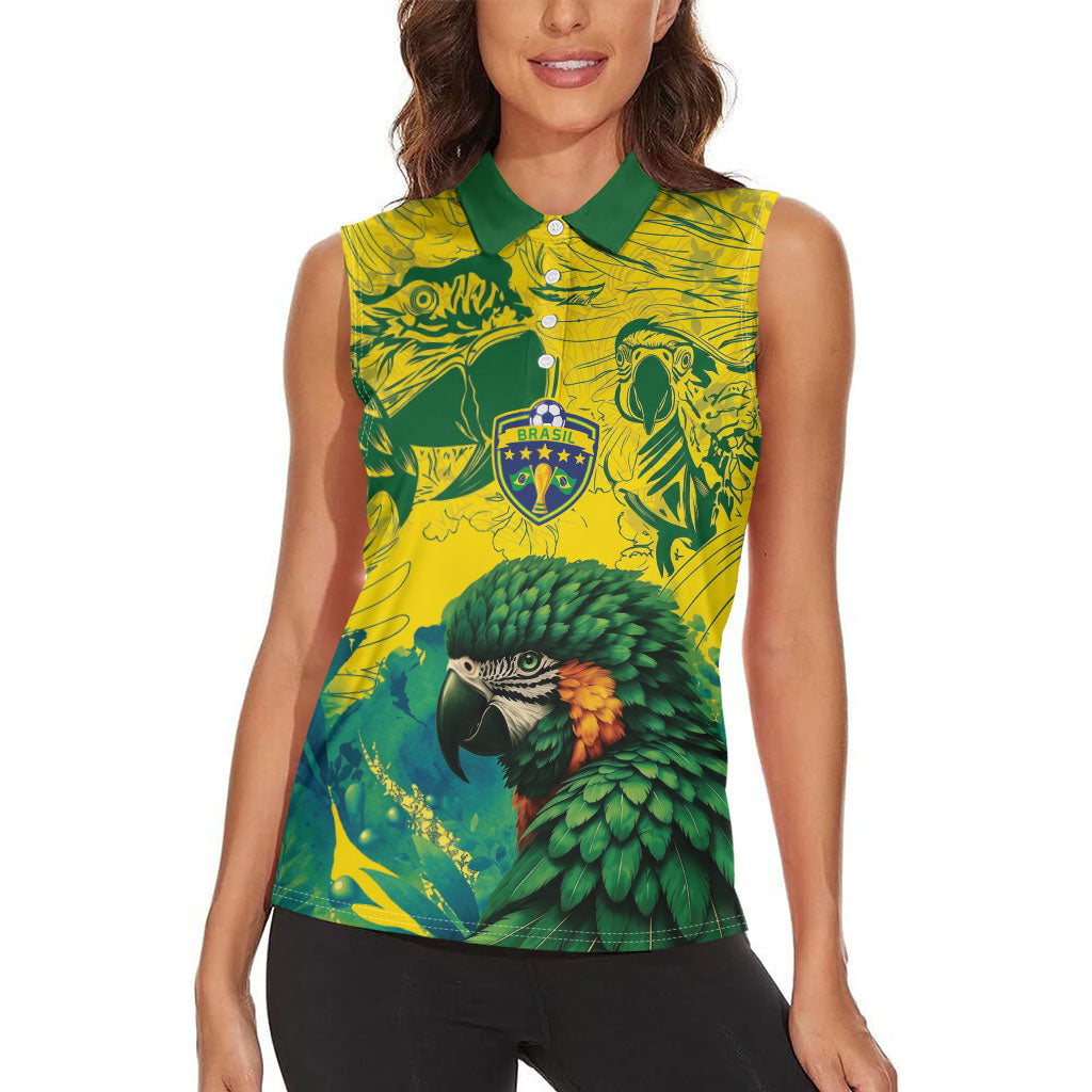 Custom Brasil Concept Guacamayo 2026 Floral Women Sleeveless Polo Shirt Green Edition