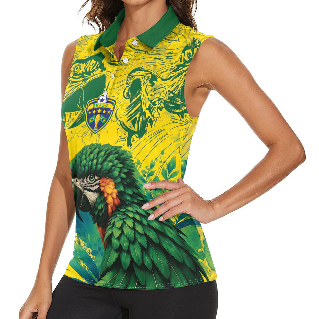 Custom Brasil Concept Guacamayo 2026 Floral Women Sleeveless Polo Shirt Green Edition