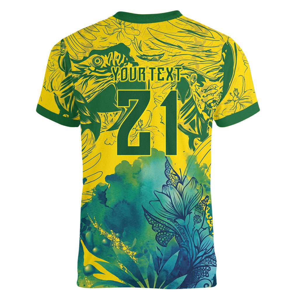 Custom Brasil Concept Guacamayo 2026 Floral Women V-Neck T-Shirt Green Edition