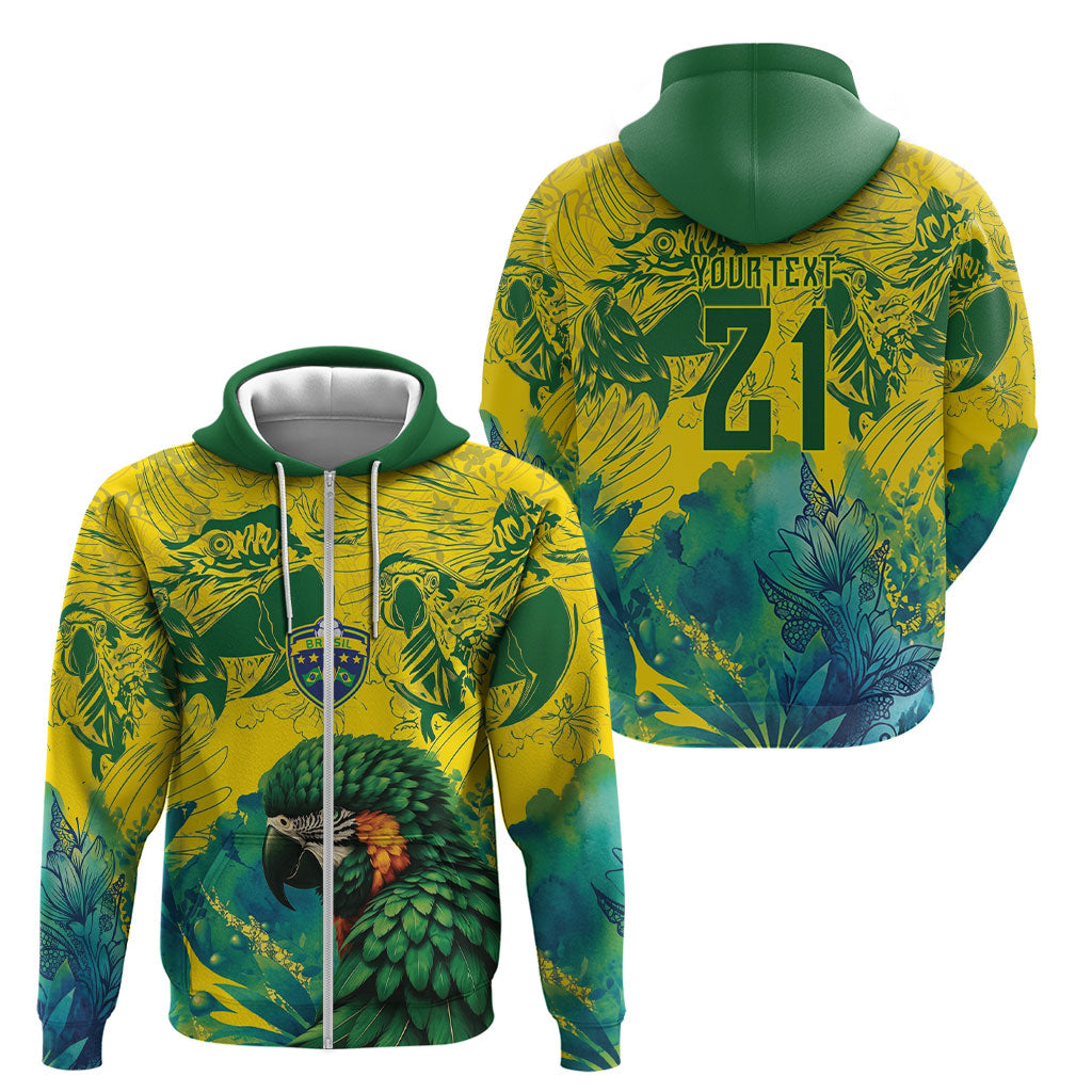 Custom Brasil Concept Guacamayo 2026 Floral Zip Hoodie Green Edition