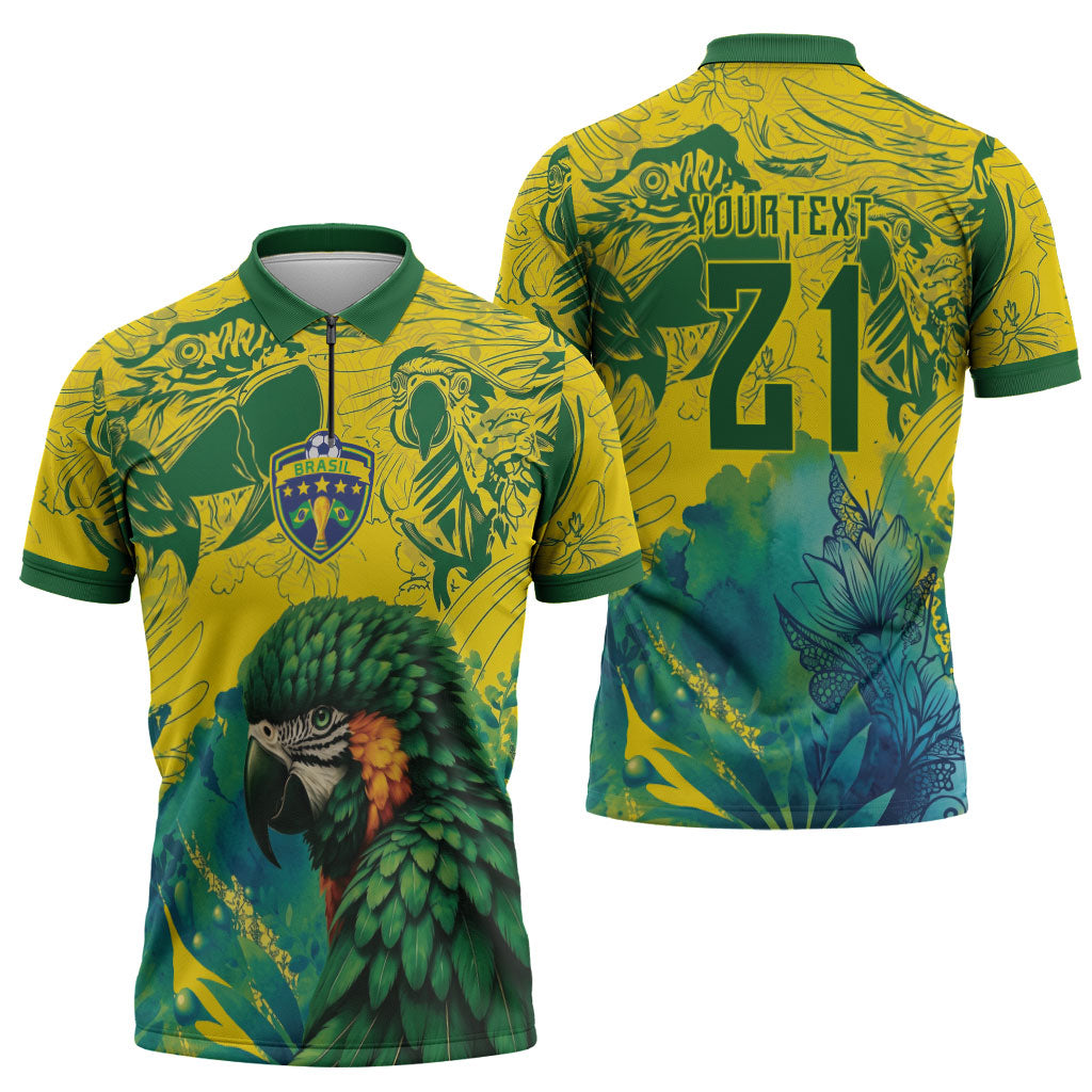 Custom Brasil Concept Guacamayo 2026 Floral Zipper Polo Shirt Green Edition