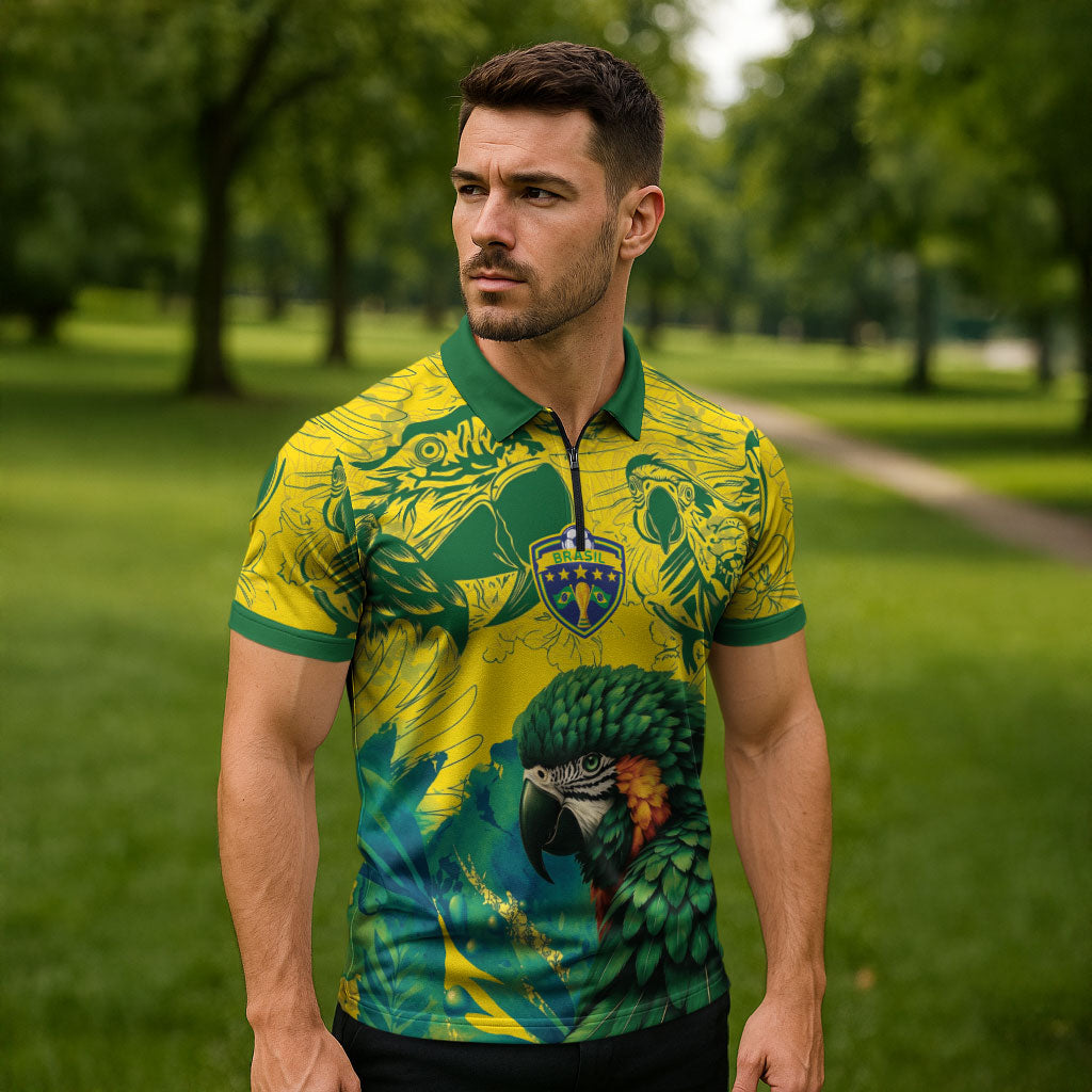 Custom Brasil Concept Guacamayo 2026 Floral Zipper Polo Shirt Green Edition