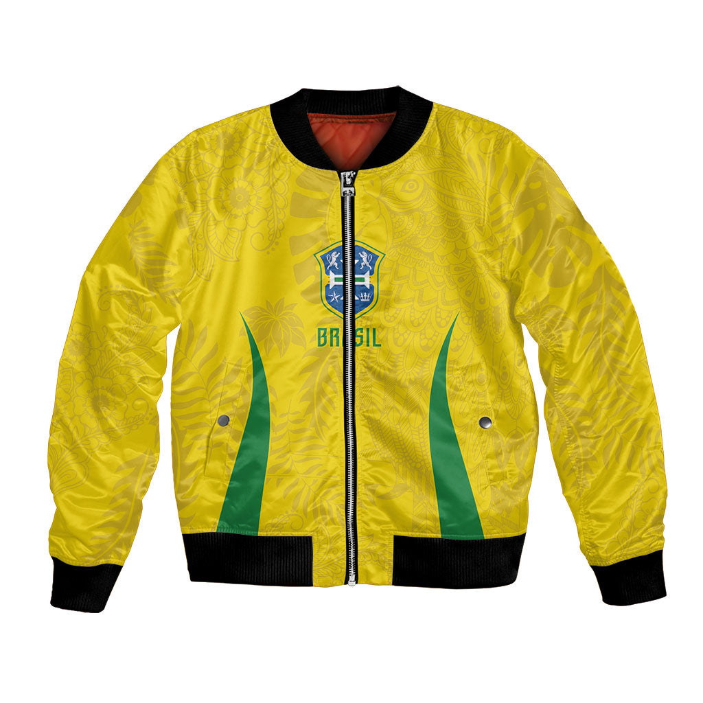Custom Brasil Concept Parrot Football Bomber Jacket Macaw Bird Floral Tribal Edition 2026