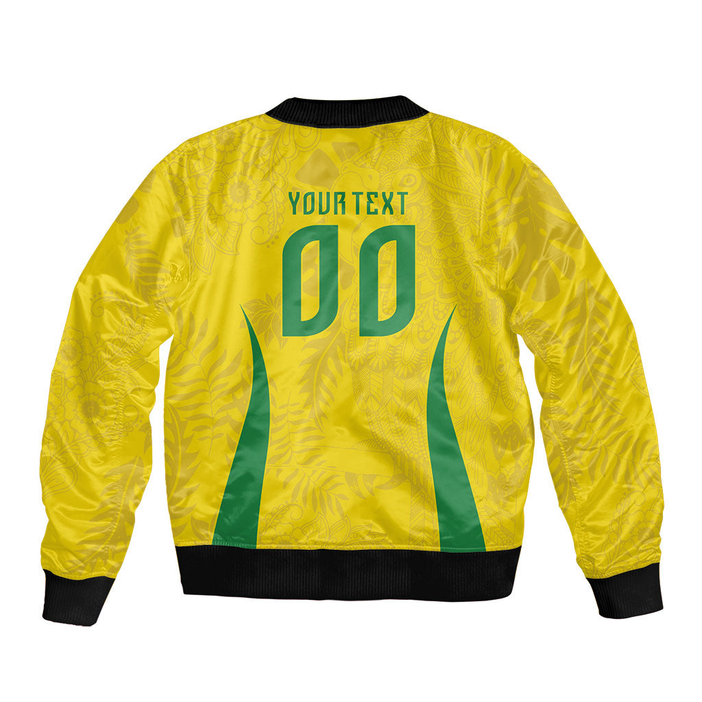 Custom Brasil Concept Parrot Football Bomber Jacket Macaw Bird Floral Tribal Edition 2026