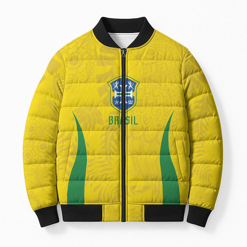 Custom Brasil Concept Parrot Football Bomber Puffer Jacket Macaw Bird Floral Tribal Edition 2026