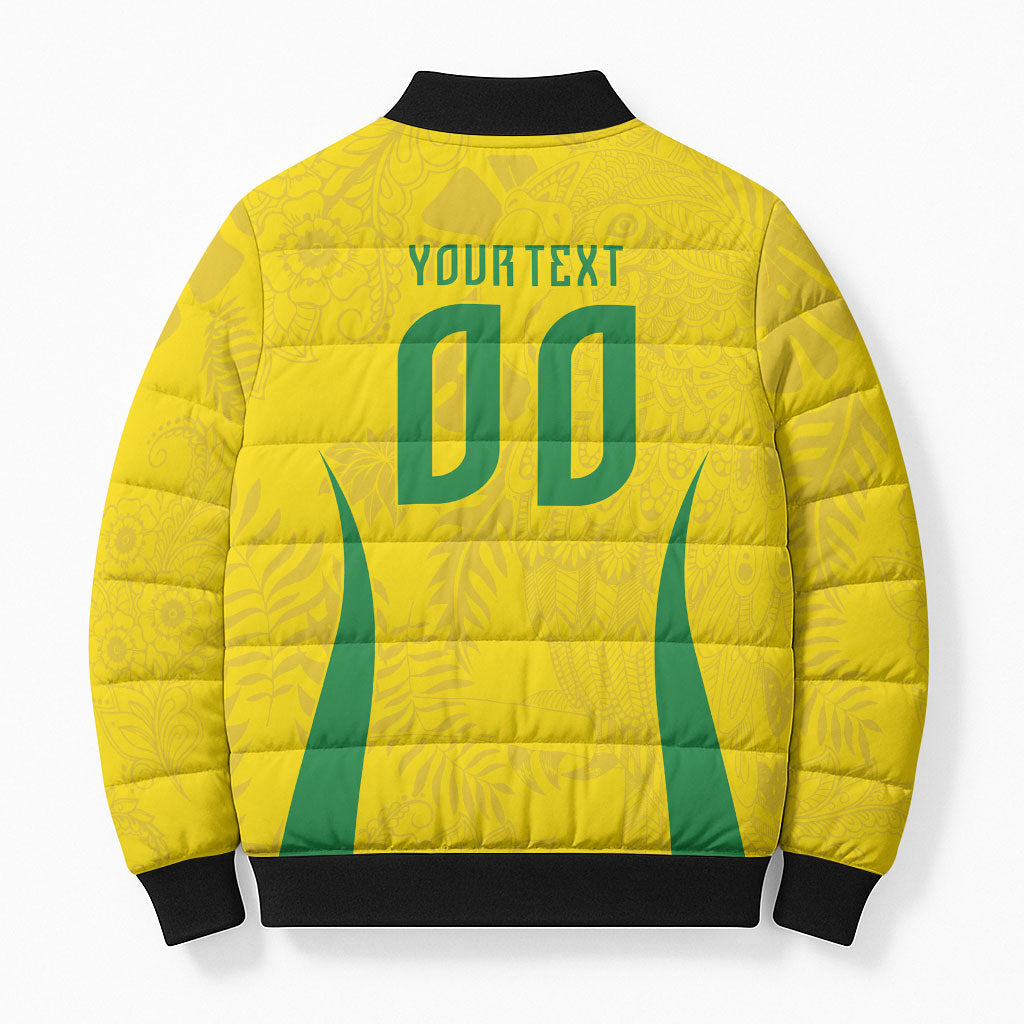 Custom Brasil Concept Parrot Football Bomber Puffer Jacket Macaw Bird Floral Tribal Edition 2026