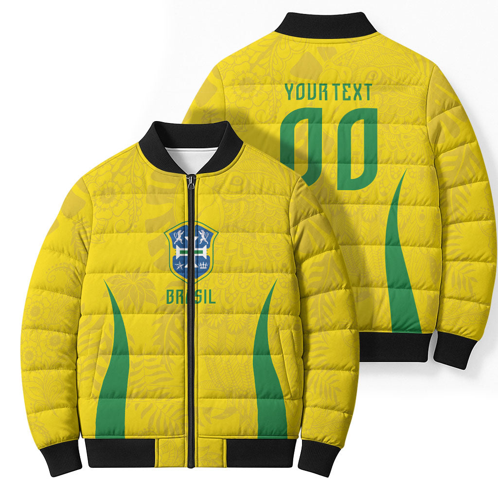 Custom Brasil Concept Parrot Football Bomber Puffer Jacket Macaw Bird Floral Tribal Edition 2026