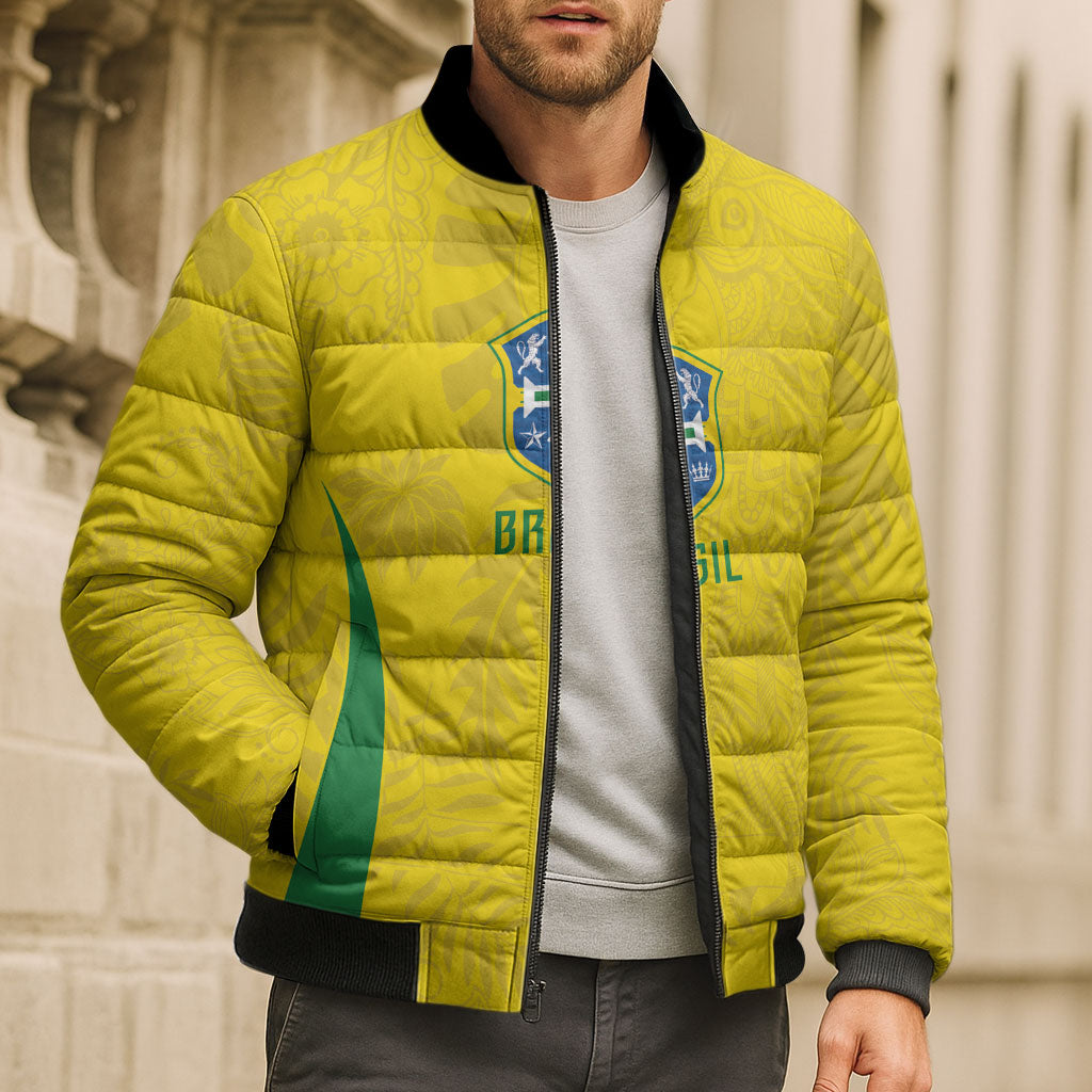 Custom Brasil Concept Parrot Football Bomber Puffer Jacket Macaw Bird Floral Tribal Edition 2026