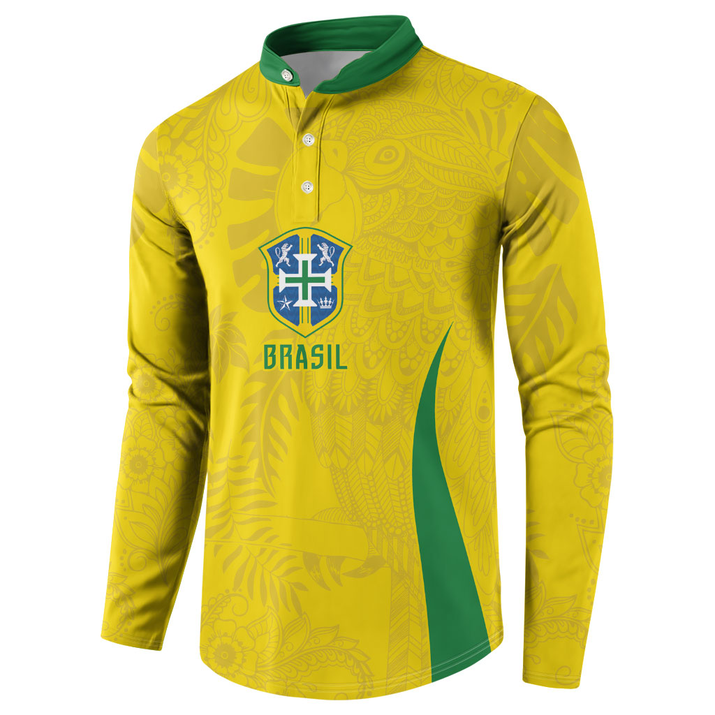 Custom Brasil Concept Parrot Football Button Sweatshirt Macaw Bird Floral Tribal Edition 2026