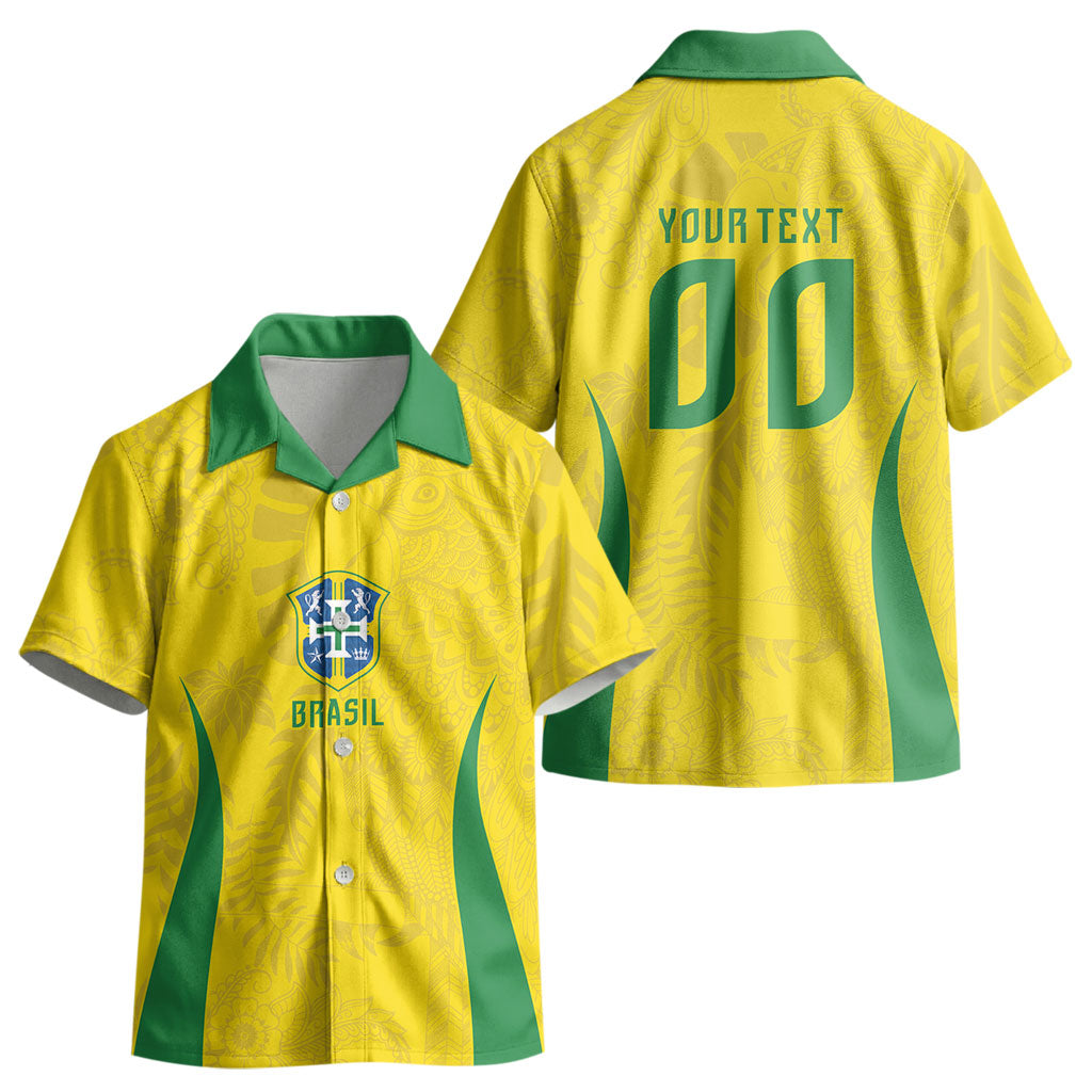 Custom Brasil Concept Parrot Football Kid Hawaiian Shirt Macaw Bird Floral Tribal Edition 2026 LT9