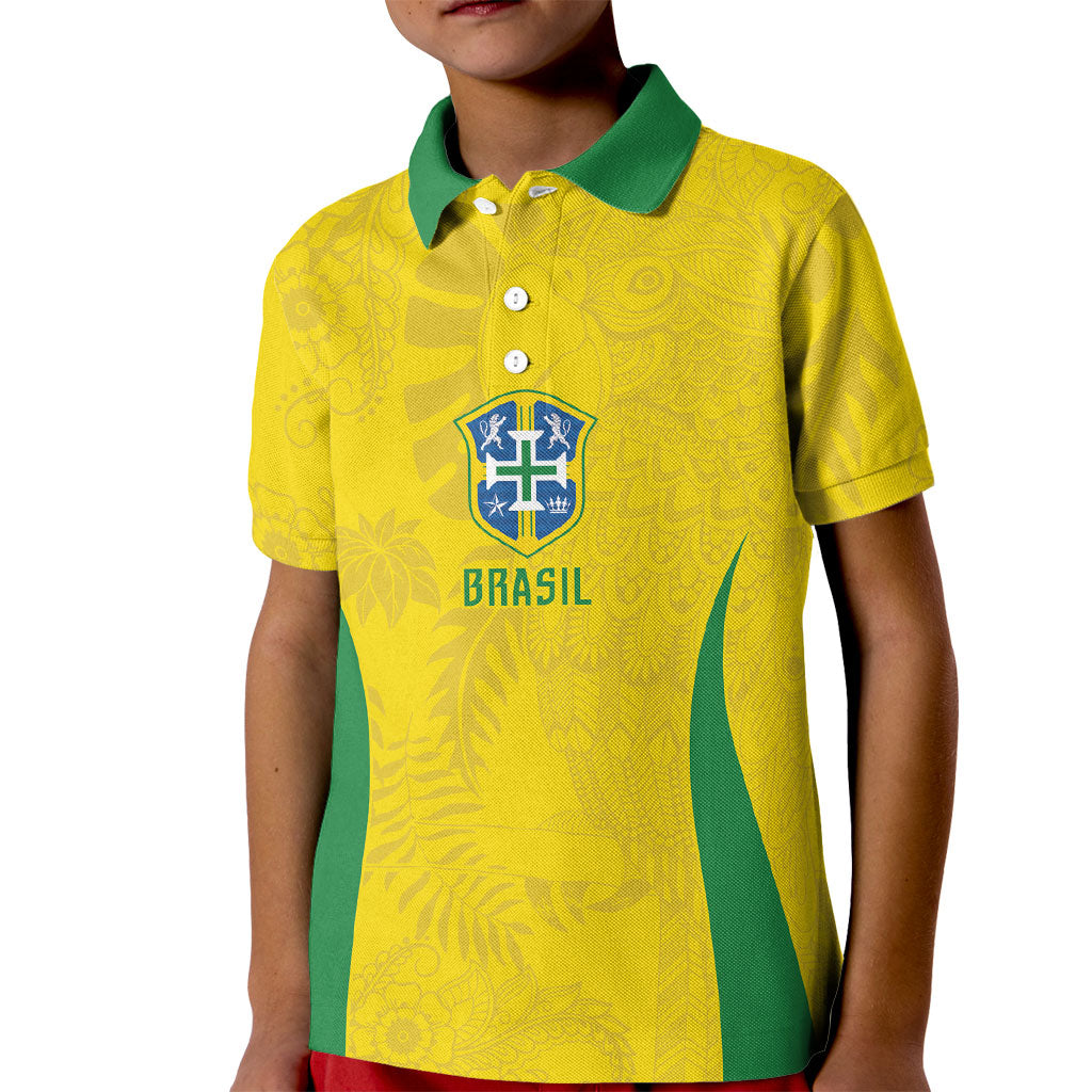 Custom Brasil Concept Parrot Football Kid Polo Shirt Macaw Bird Floral Tribal Edition 2026