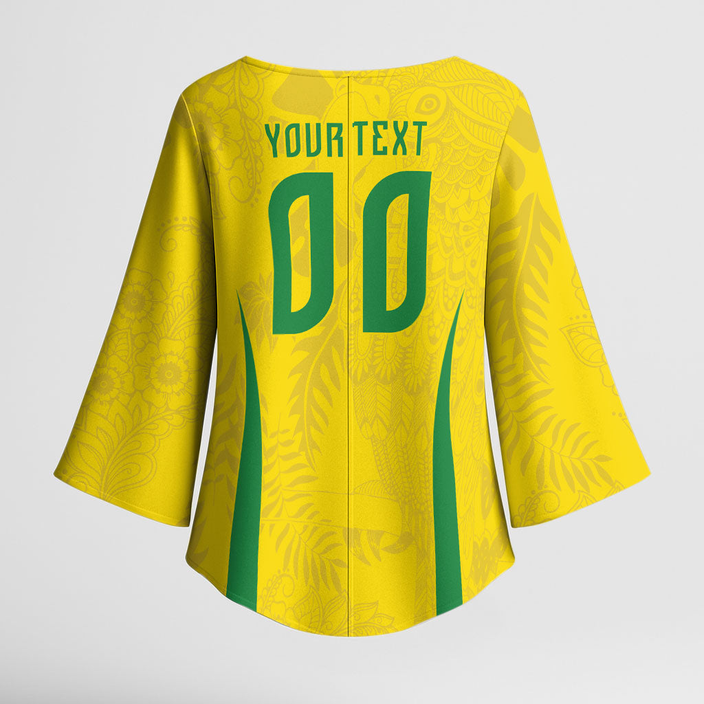Custom Brasil Concept Parrot Football Kimono Sleeve Blouse Macaw Bird Floral Tribal Edition 2026
